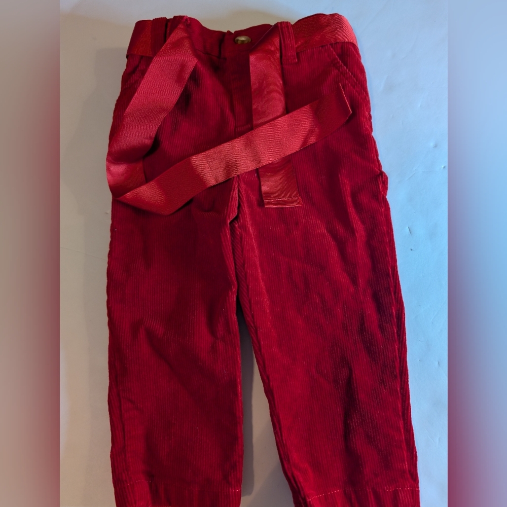 Ralph Lauren Toddler 18M Red Corduroy Pants With Red Ribbon Belt
